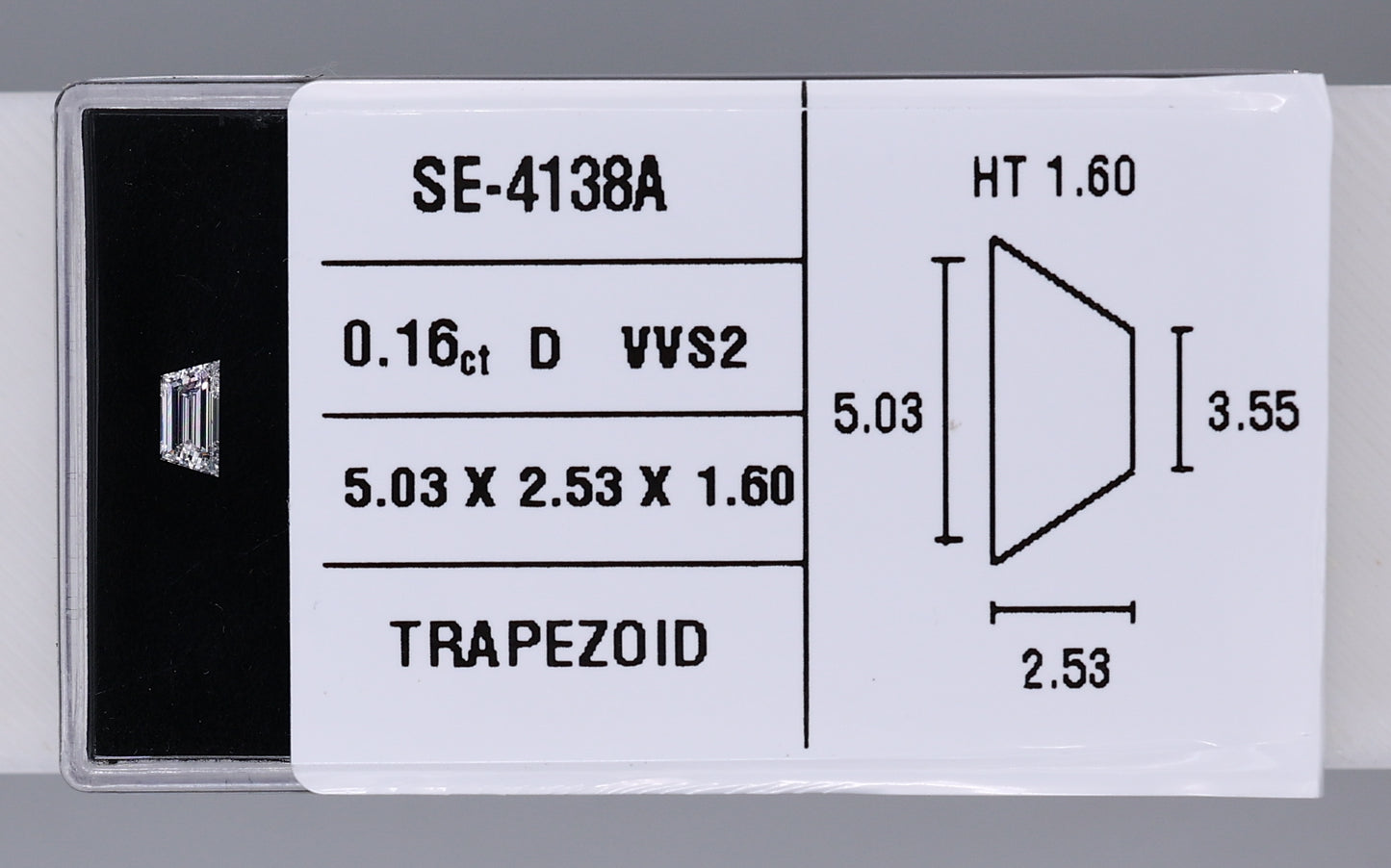 0.16 Carat Natural D VVS2 Trapezoid Diamond SE-4138AAA