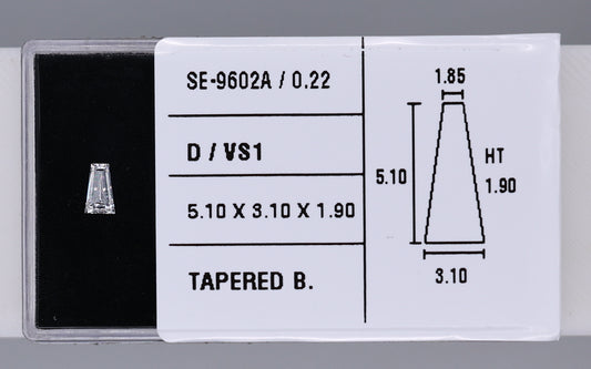 0.22 Carat Natural D VS1 Tapered baguette Diamond SE-9602A