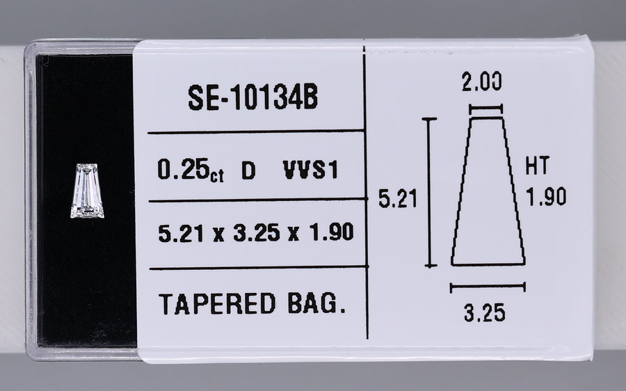 0.25 Carat Natural D VVS1 Tapered baguette Diamond SE-10134B