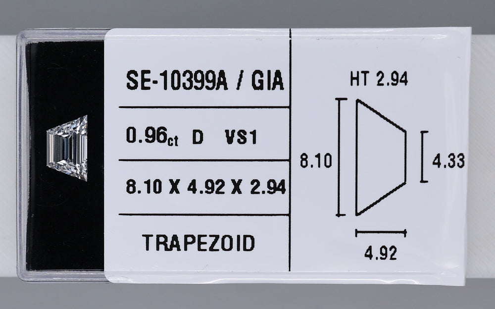 0.96 Carat Natural D VS1 Trapezoid Diamond SE-10399A
