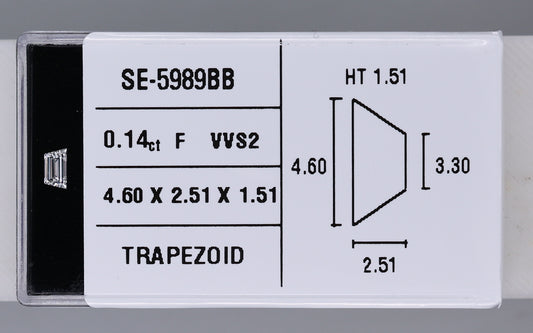 0.14 Carat Natural F VVS2 Trapezoid Diamond SE-5989BB
