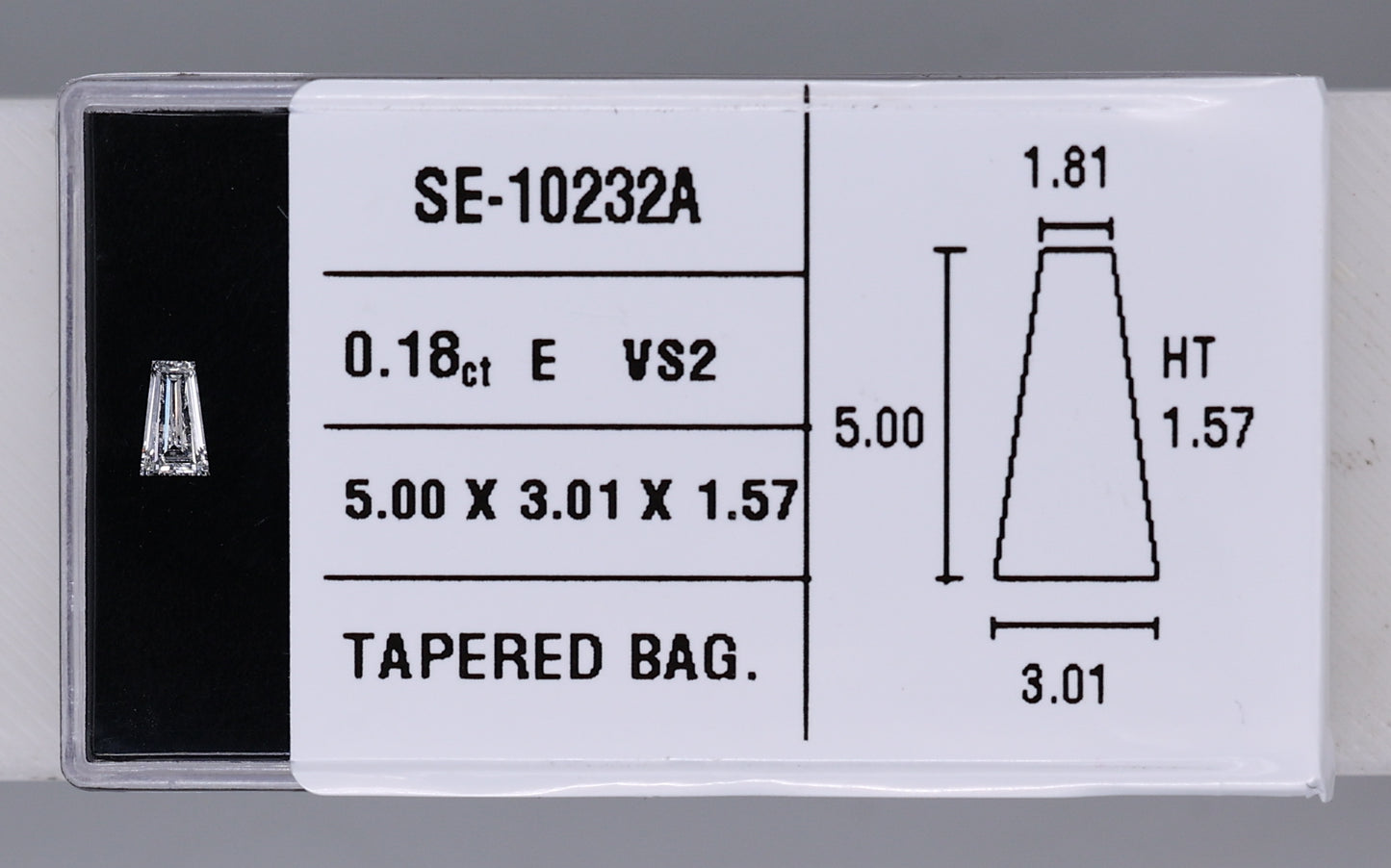 0.18 Carat Natural E VS2 Tapered baguette Diamond SE-10232A