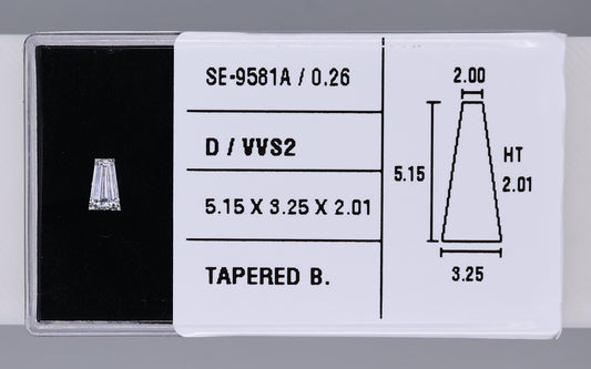 0.26 Carat Natural D VVS2 Tapered baguette Diamond SE-9581A