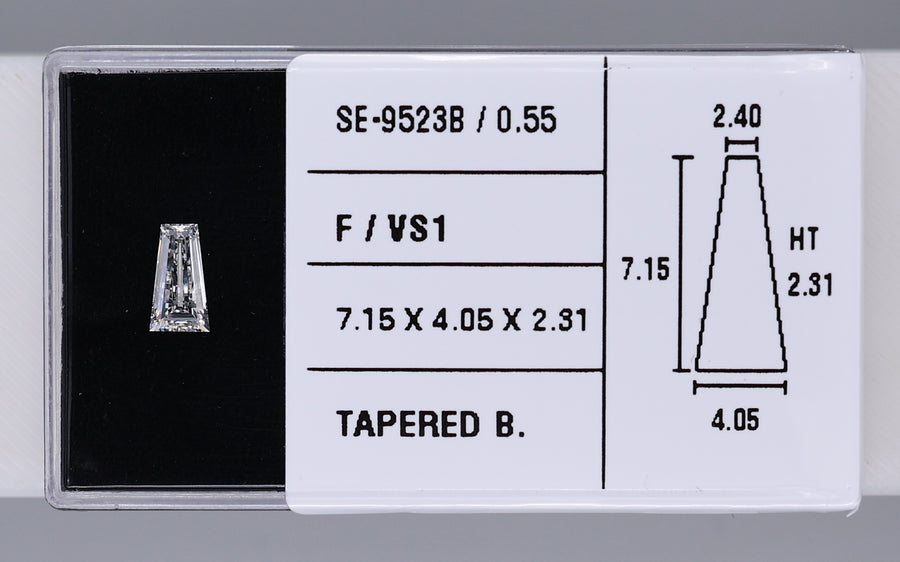 0.55 Carat Natural F VS1 Tapered baguette Diamond SE-9523B