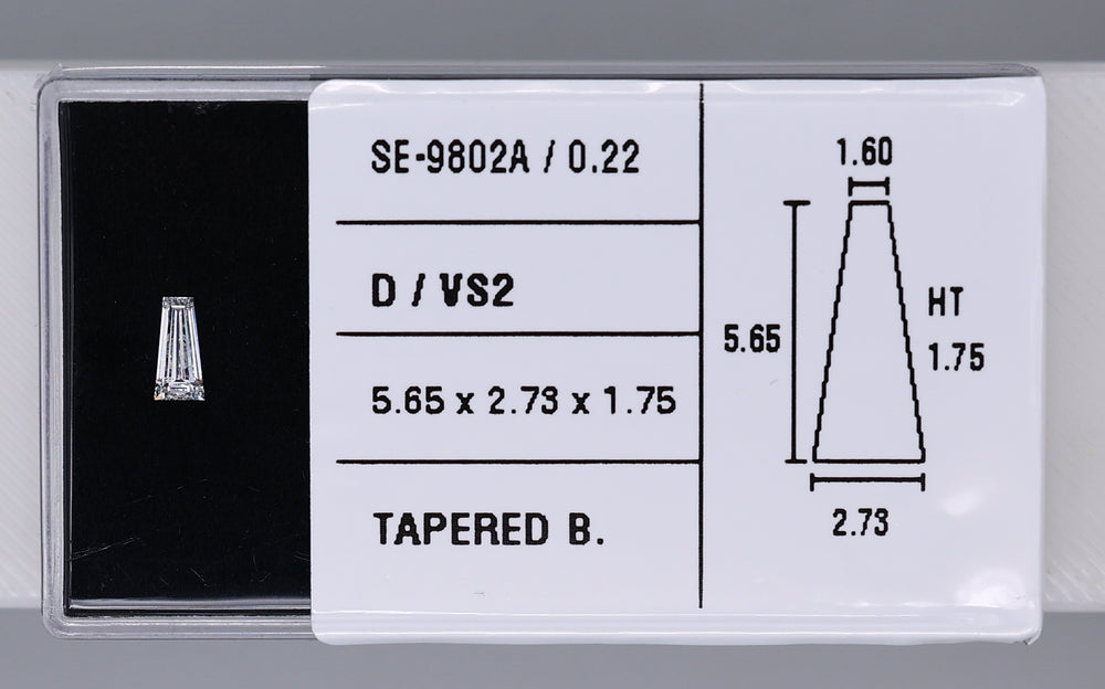 0.22 Carat Natural D VS2 Tapered baguette Diamond SE-9802A