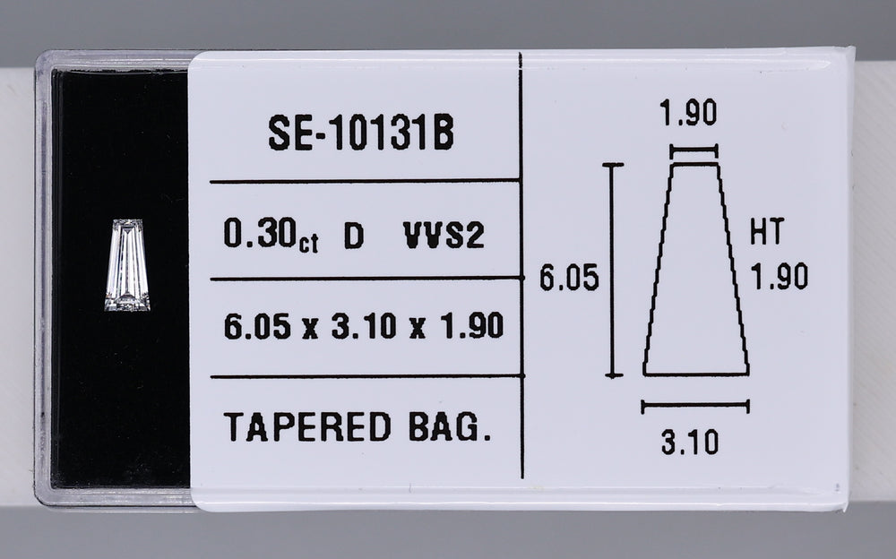 0.30 Carat Natural D VVS2 Tapered baguette Diamond SE-10131B