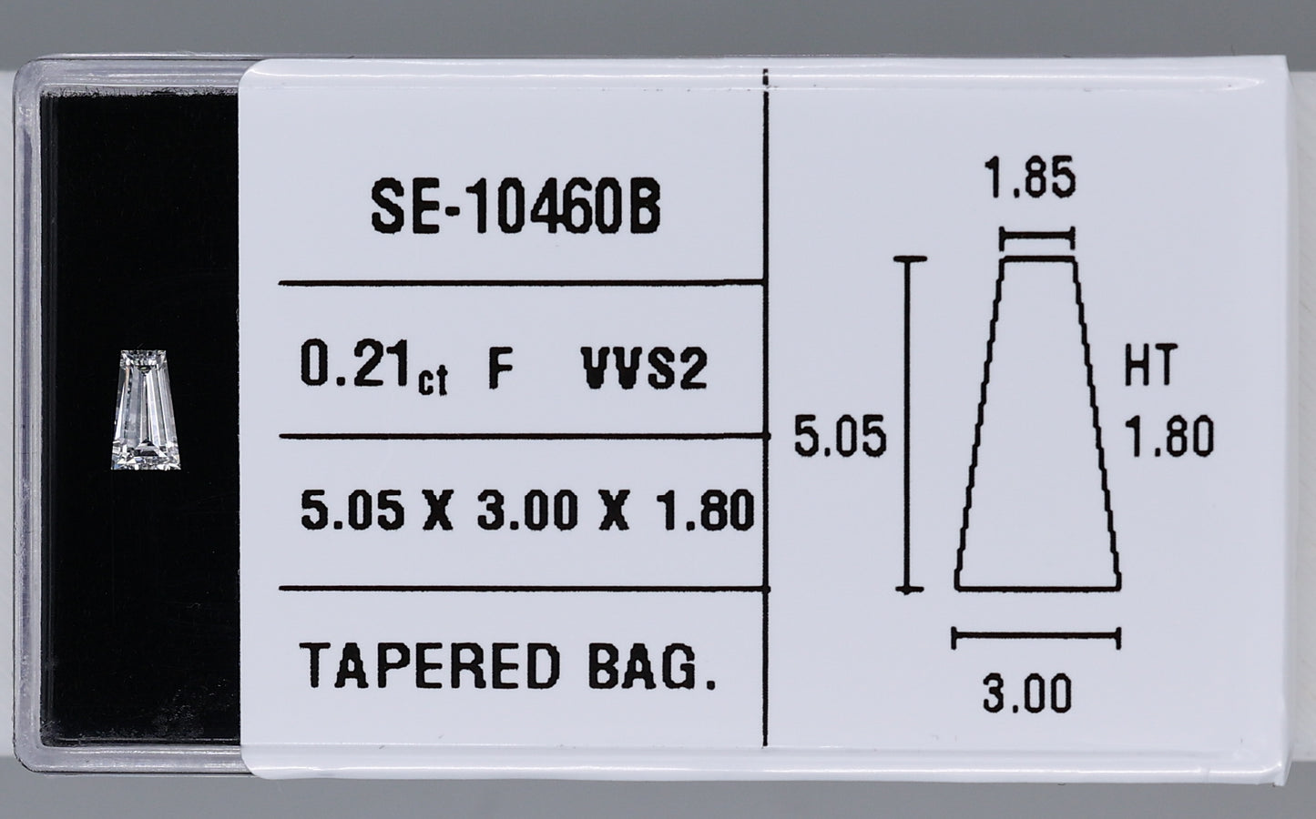 0.21 Carat Natural F VVS2 Tapered baguette Diamond SE-10460B