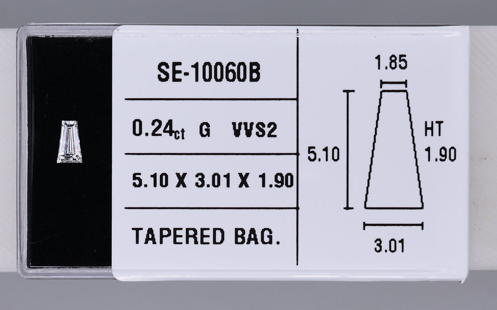 0.24 Carat Natural G VVS2 Tapered baguette Diamond SE-10060B