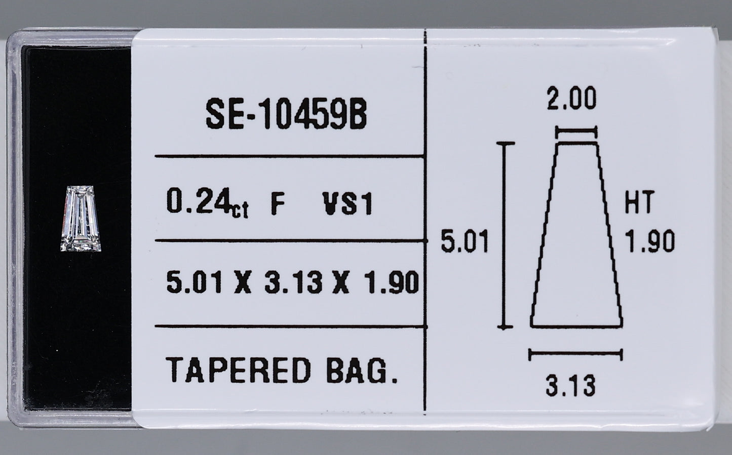 0.24 Carat Natural F VS1 Tapered baguette Diamond SE-10459B