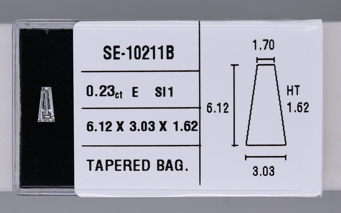 0.23 Carat Natural E SI1 Tapered baguette Diamond SE-10211B