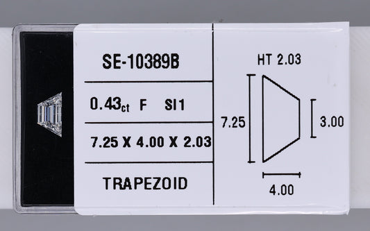 0.43 Carat Natural F SI1 Trapezoid Diamond SE-10389B