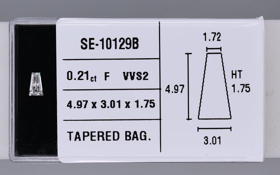 0.21 Carat Natural F VVS2 Tapered baguette Diamond SE-10129B