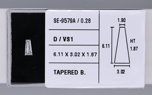 0.28 Carat Natural D VS1 Tapered baguette Diamond SE-9579A