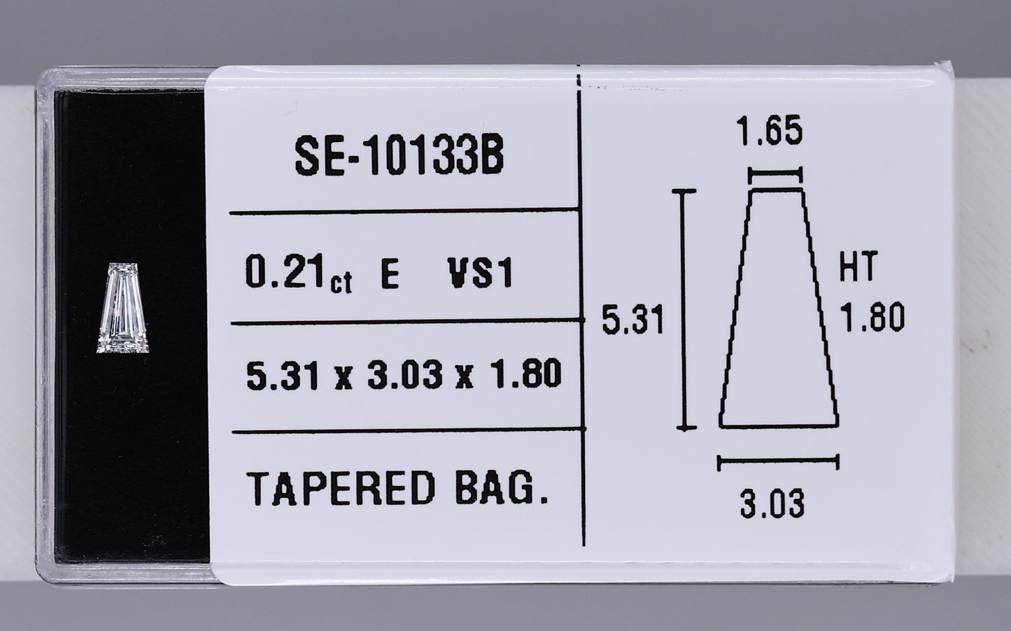0.21 Carat Natural E VS1 Tapered baguette Diamond SE-10133B