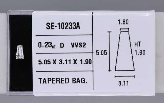 0.23 Carat Natural D VVS2 Tapered baguette Diamond SE-10233A