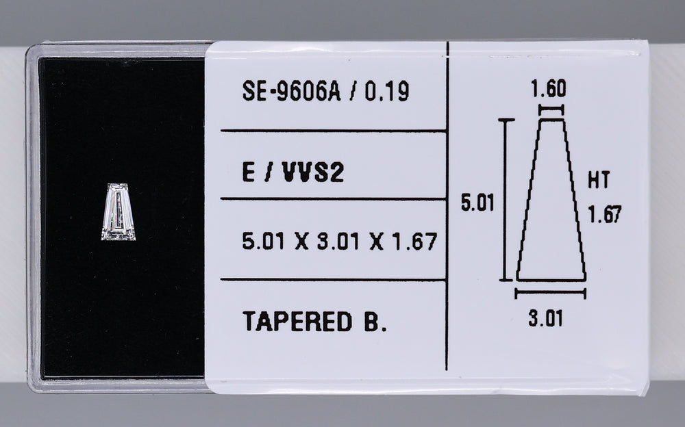 0.19 Carat Natural E VVS2 Tapered baguette Diamond SE-9606A