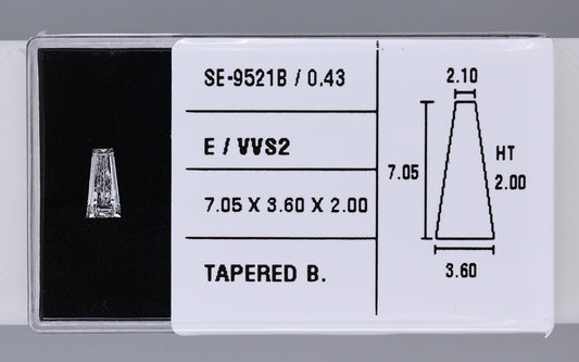 0.43 Carat Natural E VVS2 Tapered baguette Diamond SE-9521B