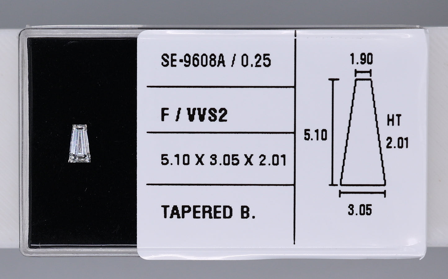 0.25 Carat Natural F VVS2 Tapered baguette Diamond SE-9608A