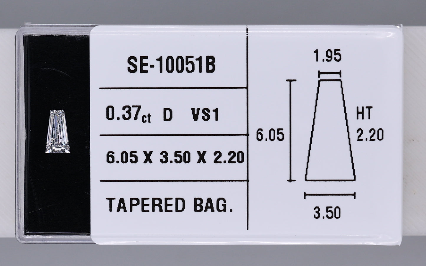 0.37 Carat Natural D VS1 Tapered baguette Diamond SE-10051B
