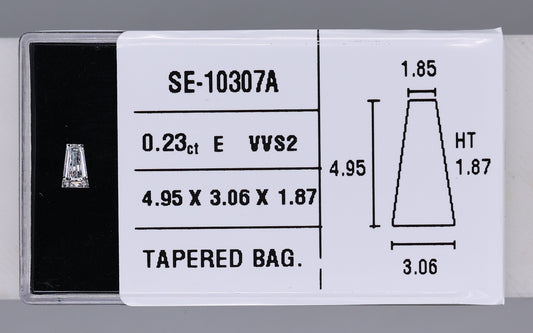0.23 Carat Natural E VVS2 Tapered baguette Diamond SE-10307A