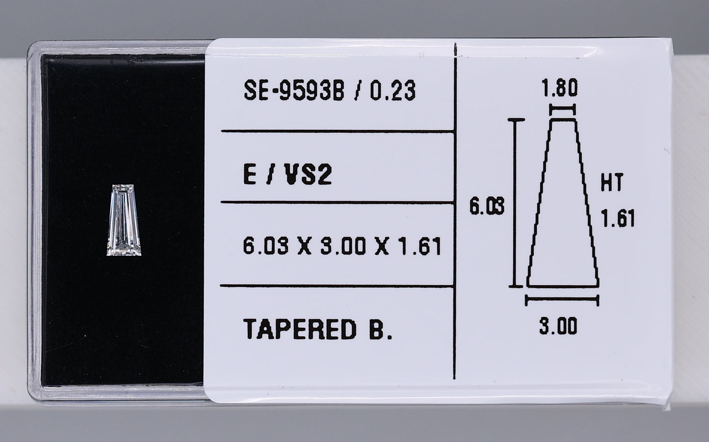 0.23 Carat Natural E VS2 Tapered baguette Diamond SE-9593B