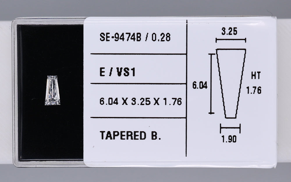 0.28 Carat Natural E VS1 Tapered baguette Diamond SE-9474B
