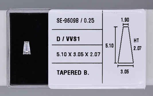 0.25 Carat Natural D VVS1 Tapered baguette Diamond SE-9609B