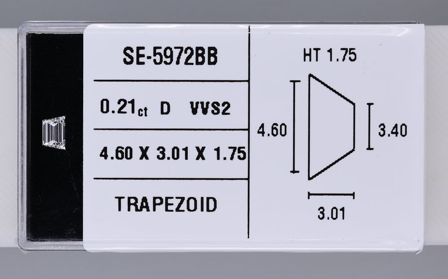 0.21 Carat Natural D VVS2 Trapezoid Diamond SE-5972BB