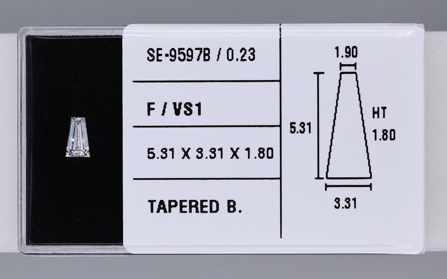 0.23 Carat Natural F VS1 Tapered baguette Diamond SE-9597B