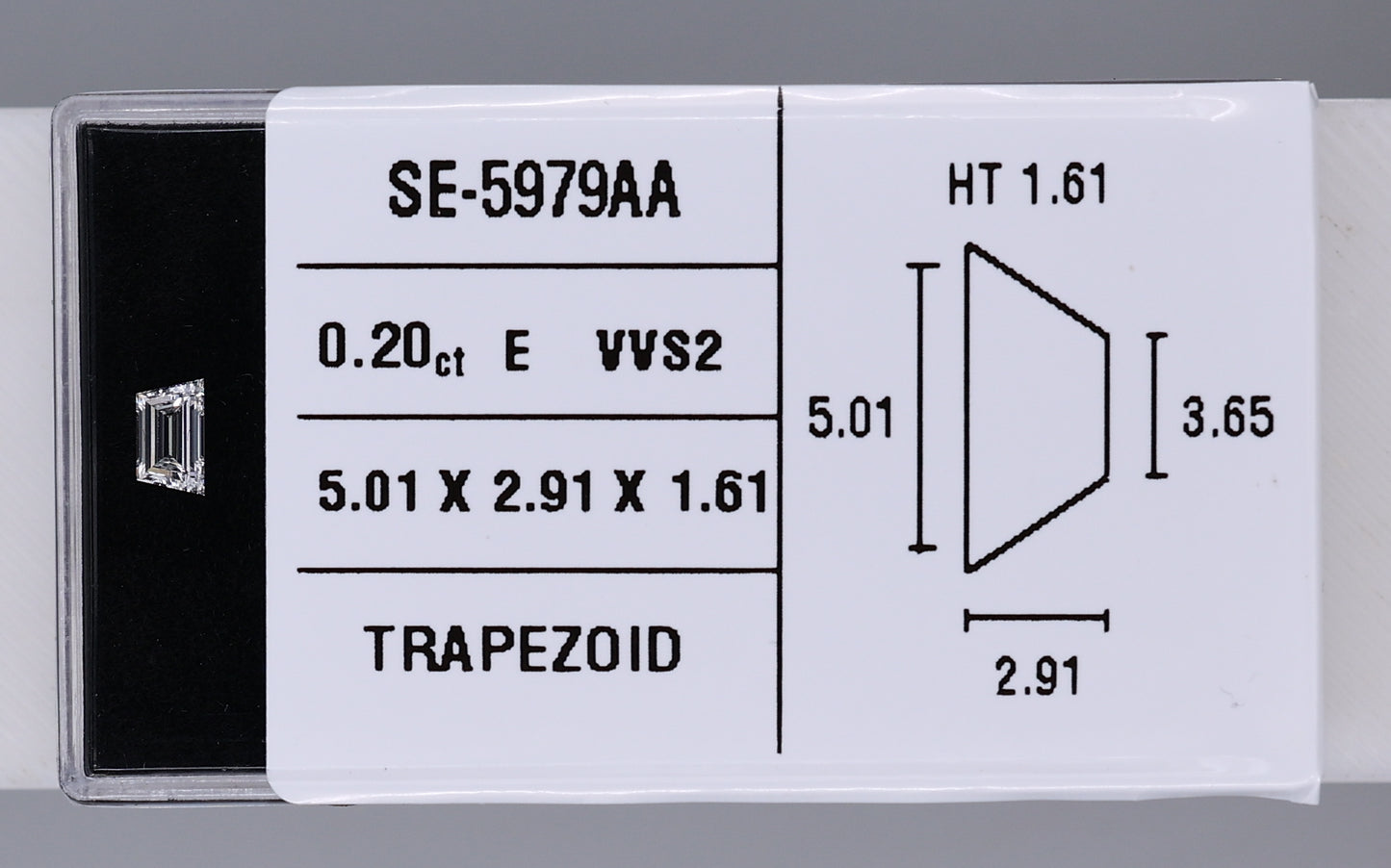0.20 Carat Natural E VVS2 Trapezoid Diamond SE-5979AA