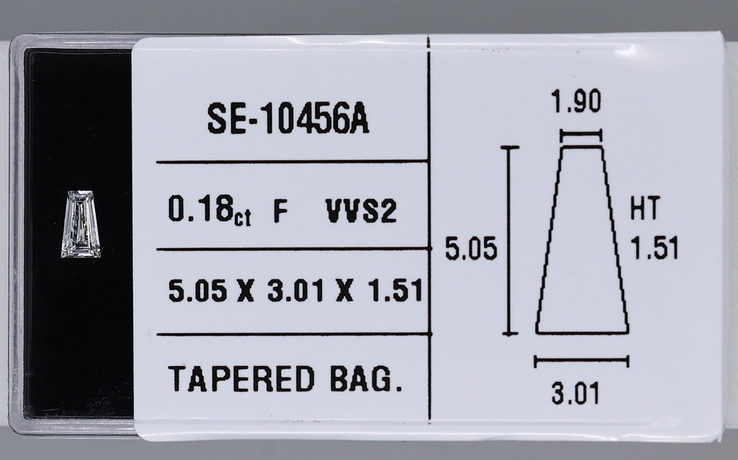0.18 Carat Natural F VVS2 Tapered baguette Diamond SE-10456A