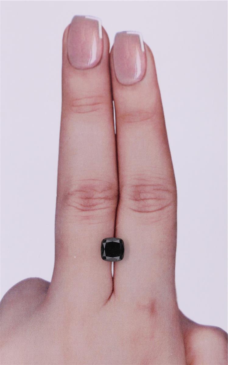 GIA 1.45 Carat Natural Fancy Black Cushion Diamond SE-9254GN