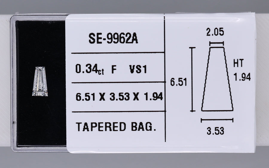 0.34 Carat Natural F VS1 Tapered baguette Diamond SE-9962A