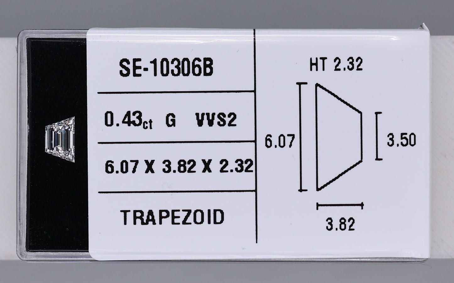 0.43 Carat Natural G VVS2 Trapezoid Diamond SE-10306B