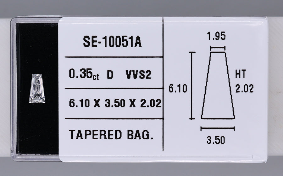 0.35 Carat Natural D VVS2 Tapered baguette Diamond SE-10051A