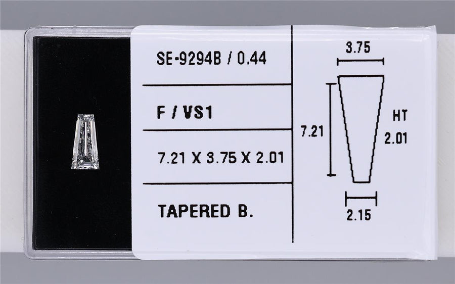 0.44 Carat Natural F VS1 Tapered baguette Diamond SE-9294B