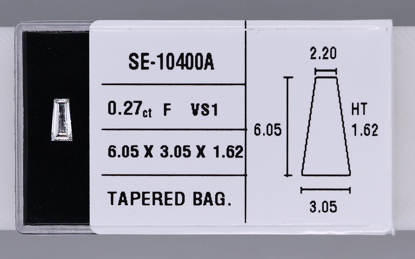 0.27 Carat Natural F VS1 Tapered baguette Diamond SE-10400A