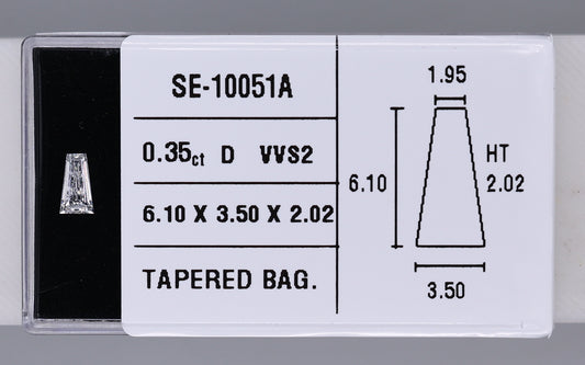 0.35 Carat Natural D VVS2 Tapered baguette Diamond SE-10051A