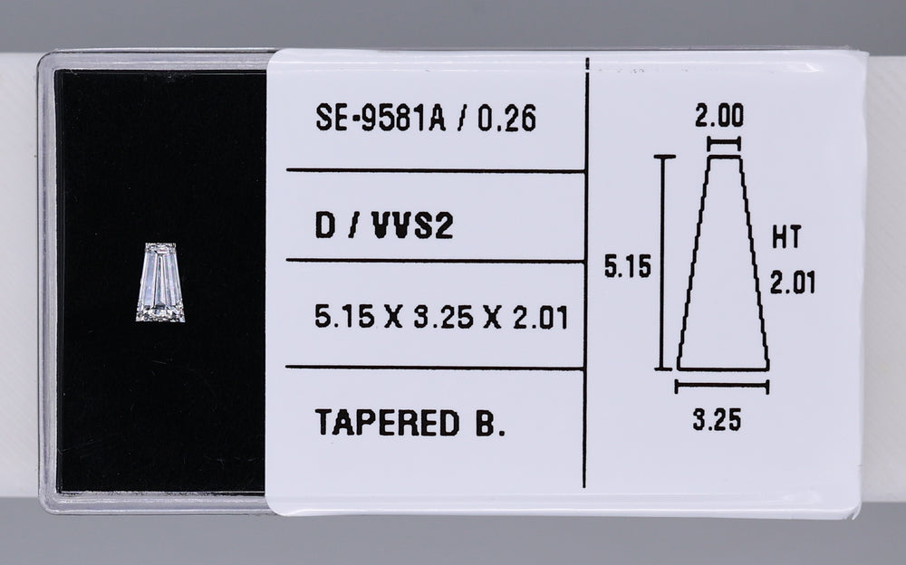 0.26 Carat Natural D VVS2 Tapered baguette Diamond SE-9581A