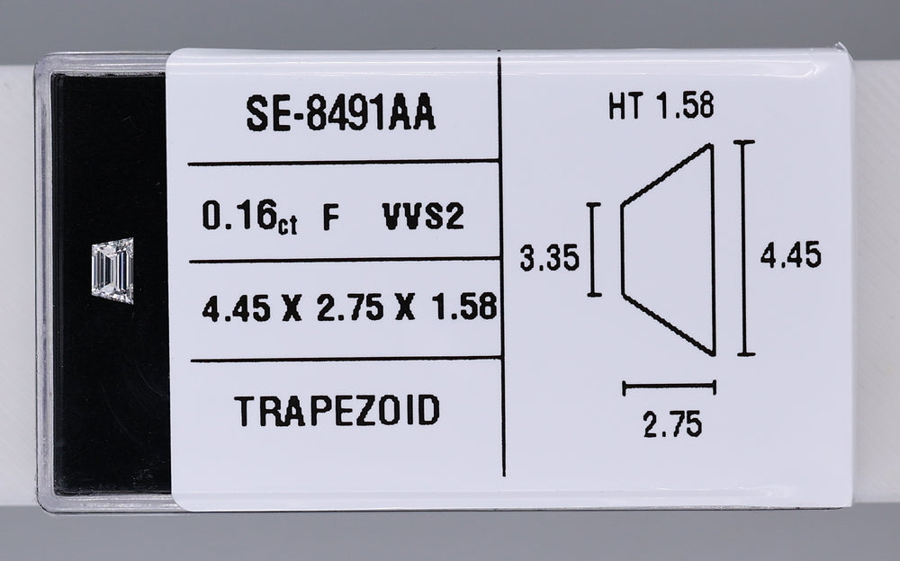 0.16 Carat Natural F VVS2 Trapezoid Diamond SE-8491AAA