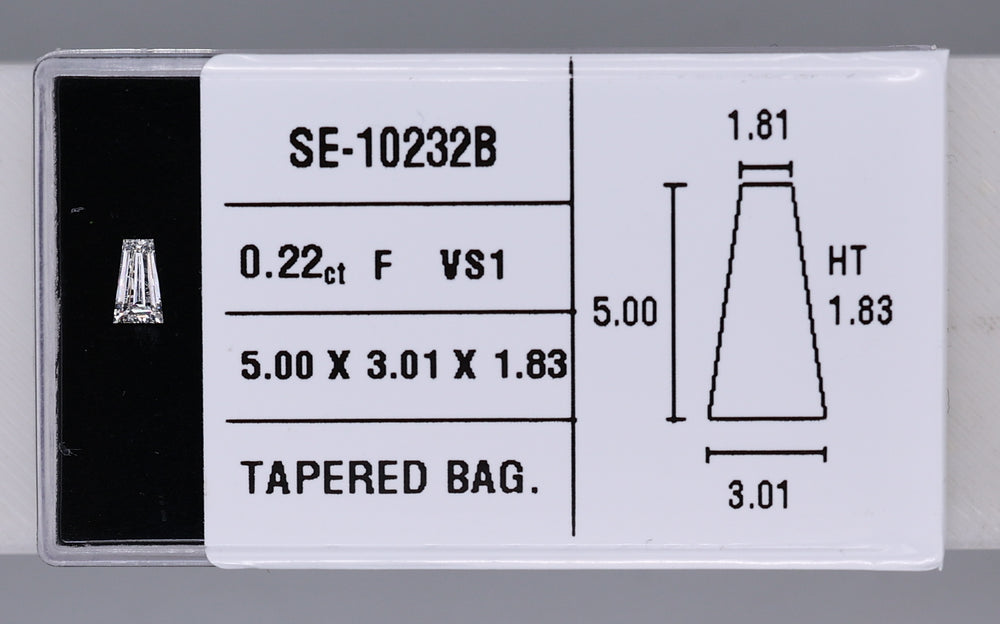 0.22 Carat Natural F VS1 Tapered baguette Diamond SE-10232B