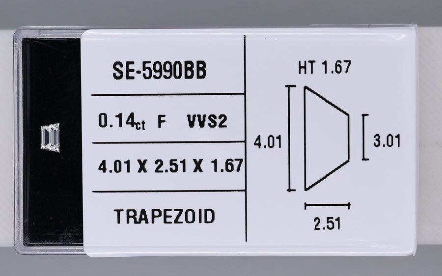 0.14 Carat Natural F VVS2 Trapezoid Diamond SE-5990BB