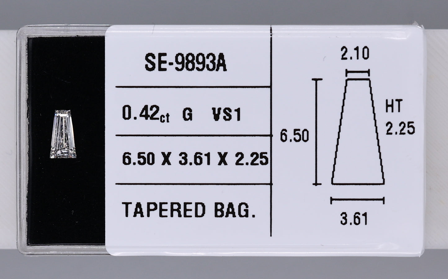 0.42 Carat Natural G VS1 Tapered baguette Diamond SE-9893A