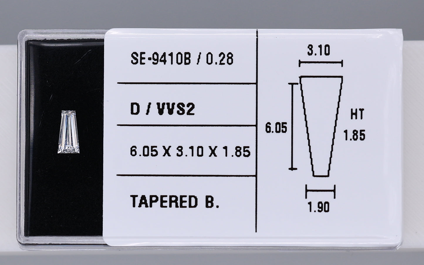 0.28 Carat Natural D VVS2 Tapered baguette Diamond SE-9410B