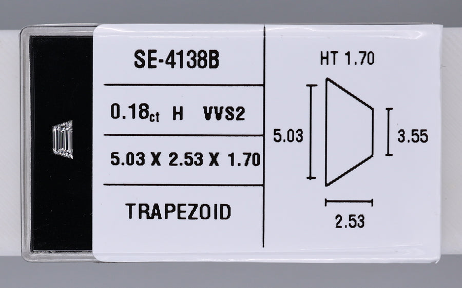 0.18 Carat Natural H VVS2 Trapezoid Diamond SE-4138BB
