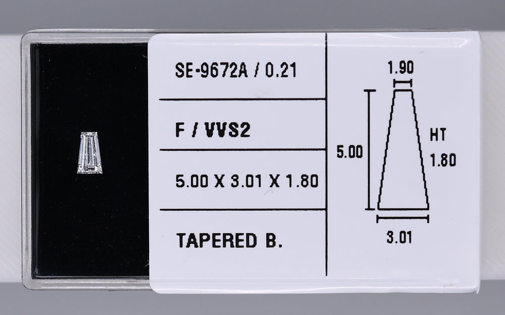 0.21 Carat Natural F VVS2 Tapered baguette Diamond SE-9672A