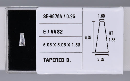 0.26 Carat Natural E VVS2 Tapered baguette Diamond SE-9876A