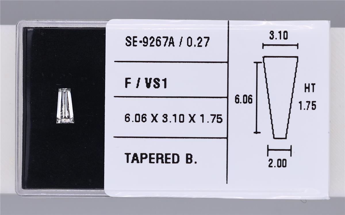 0.27 Carat Natural F VS1 Tapered baguette Diamond SE-9267A