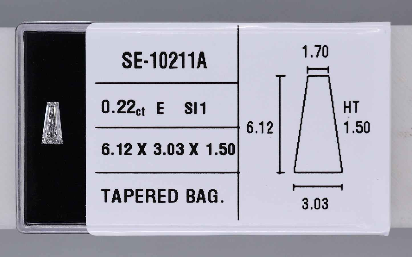 0.22 Carat Natural E SI1 Tapered baguette Diamond SE-10211A