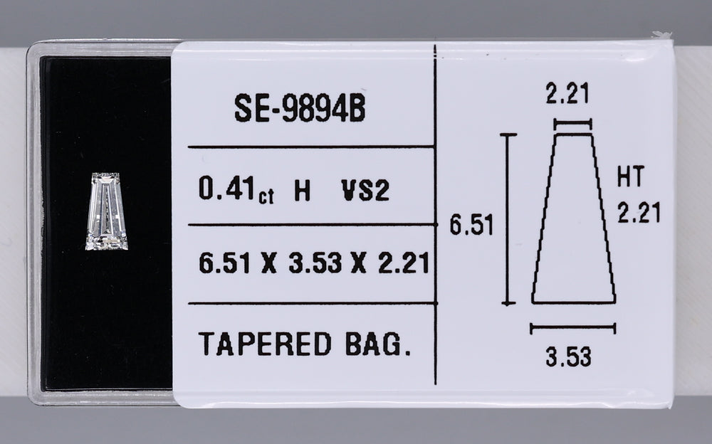 0.41 Carat Natural H VS2 Tapered baguette Diamond SE-9894B